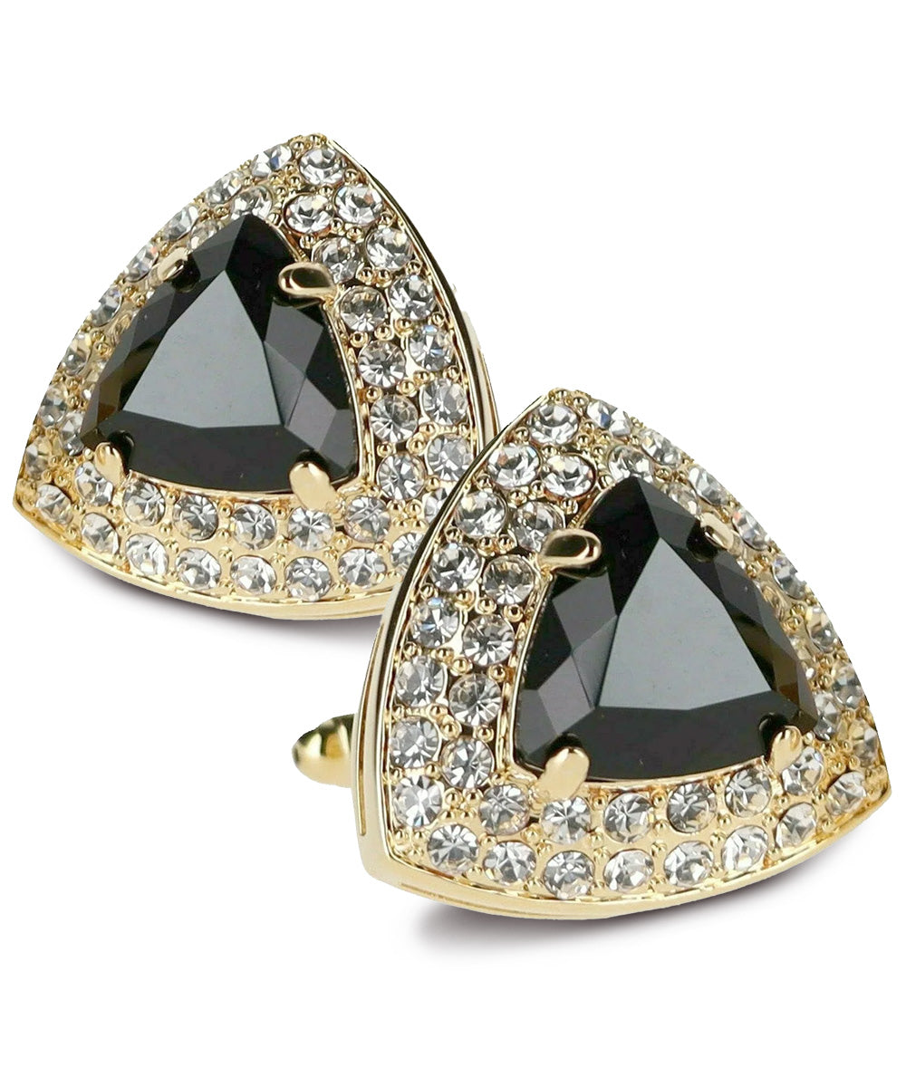 Vittorio Vico Men&#39;s Large Triangular Crystal Diamond Set Cufflinks: CL72XX Series