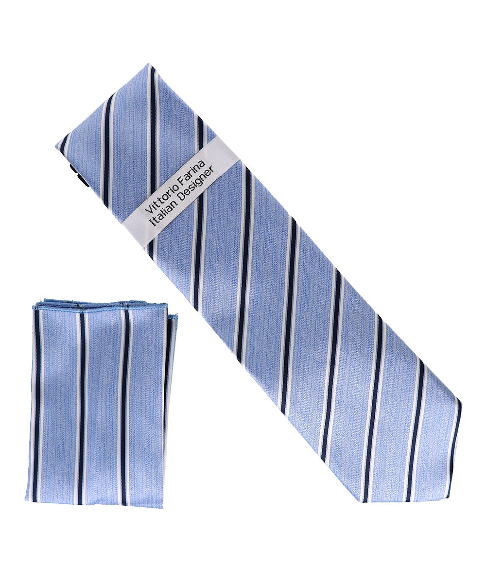 Vittorio Farina Men's Geometric Design Necktie & Pocket Square