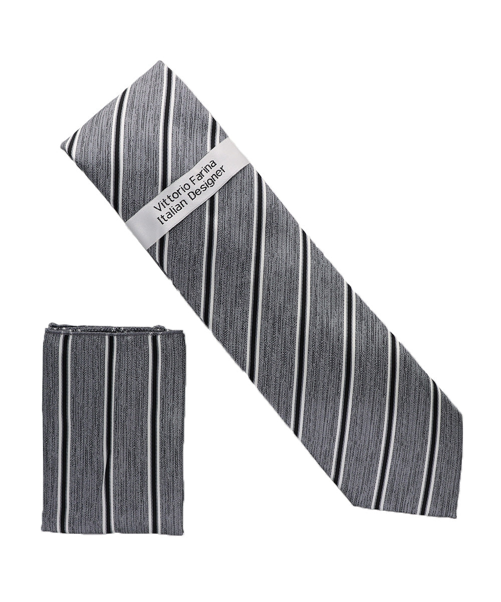 Vittorio Farina Men's Geometric Design Necktie & Pocket Square