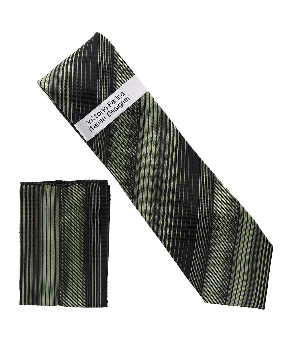 Vittorio Farina Men's Geometric Design Necktie & Pocket Square