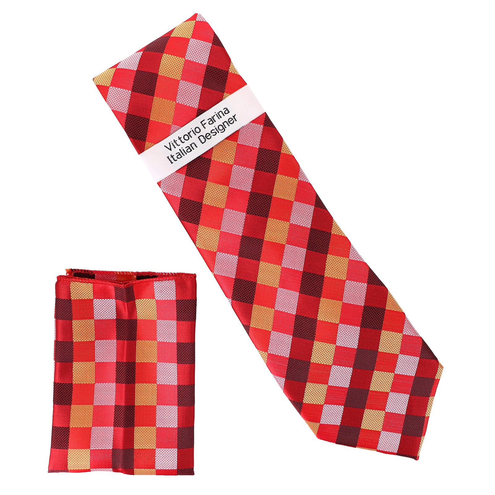 Vittorio Farina Men's Geometric Design Necktie & Pocket Square