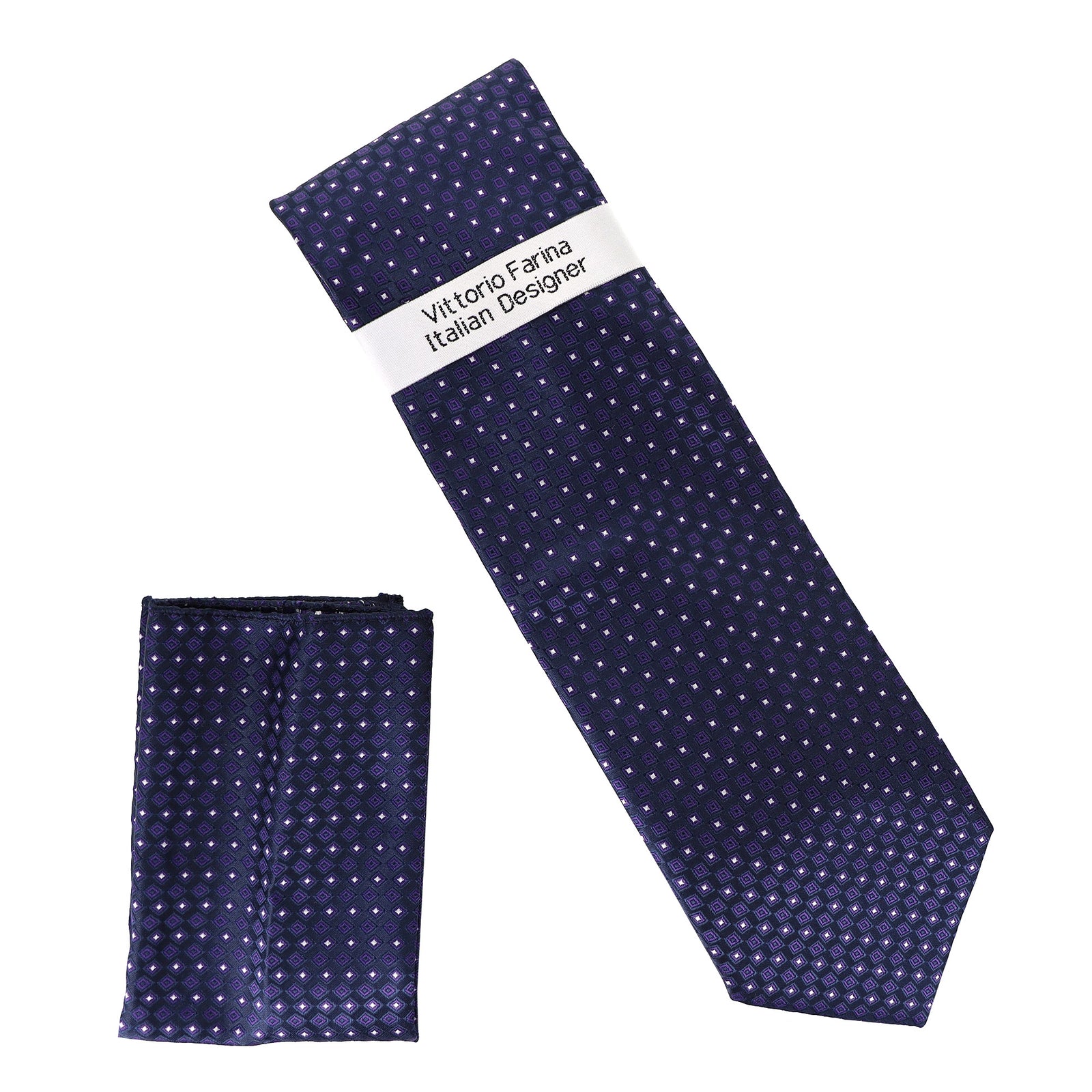 Vittorio Farina Men's Geometric Design Necktie & Pocket Square