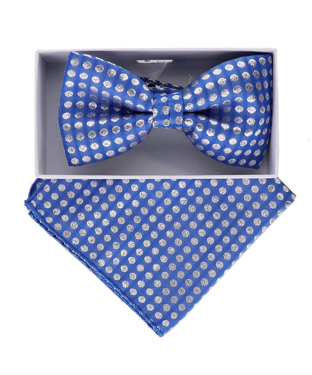 Vittorio Farina Metallic Designer Bow Tie & Pocket Square - bhm - 006 - Classy Cufflinks