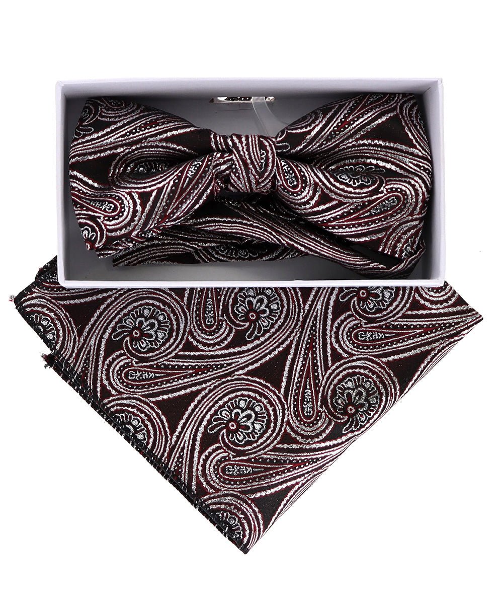 Vittorio Farina Metallic Designer Bow Tie & Pocket Square - bhm - 056 - Classy Cufflinks