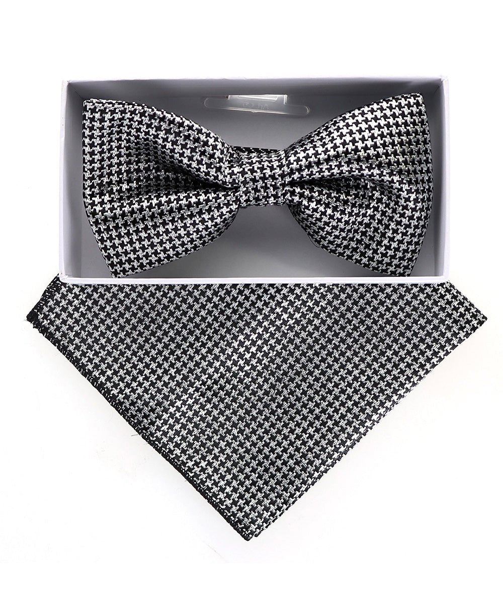 Vittorio Farina Metallic Designer Bow Tie & Pocket Square - bhm - 062 - Classy Cufflinks