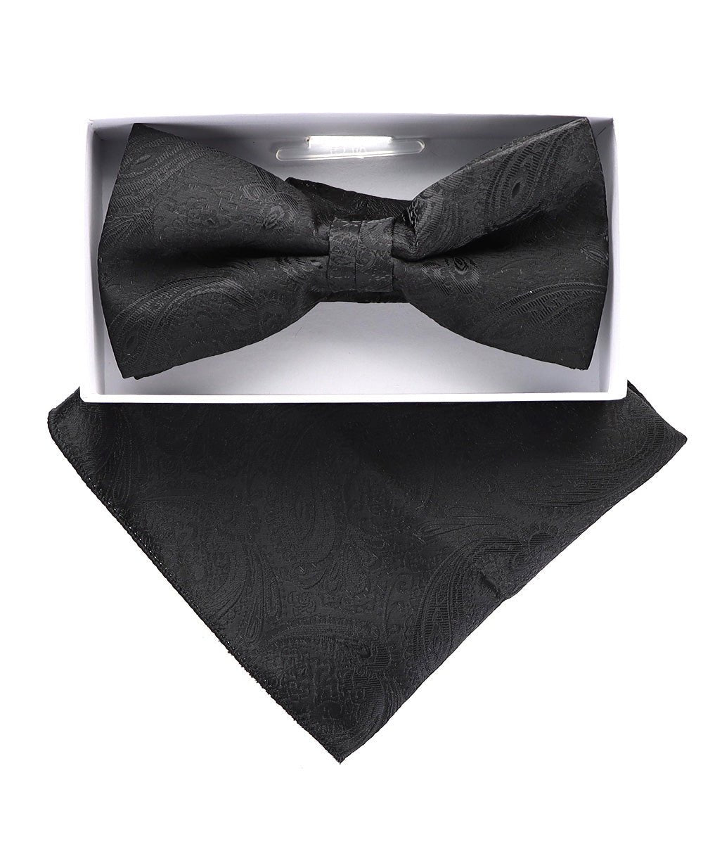 Vittorio Farina Metallic Designer Bow Tie & Pocket Square - bhm - 065 - Classy Cufflinks