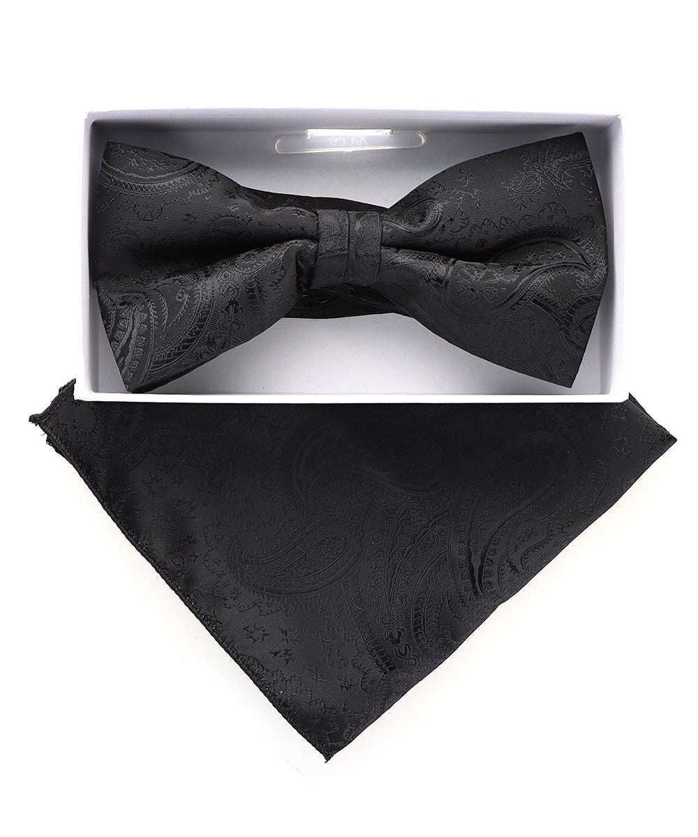 Vittorio Farina Metallic Designer Bow Tie & Pocket Square - bhm - 072 - Classy Cufflinks