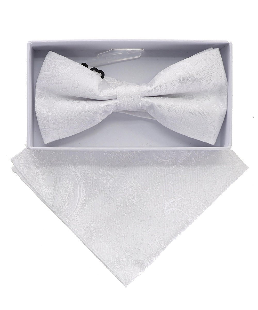 Vittorio Farina Metallic Designer Bow Tie & Pocket Square - bhm - 074 - Classy Cufflinks