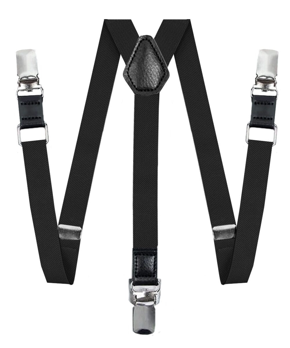 Vittorio Farina Vibrant Colorful Boy&#39;s Silver Clip End Suspender - boys - suspender - black - Classy Cufflinks