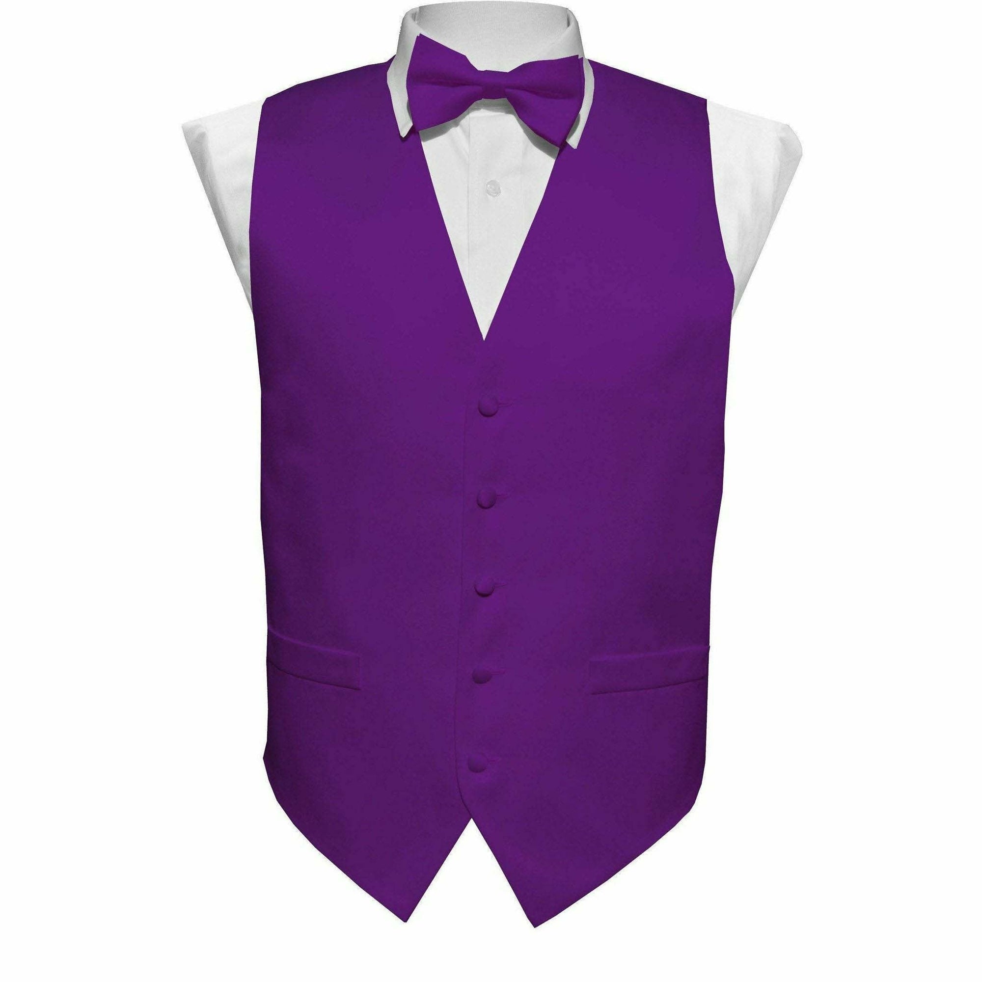 Vittorio Farina Boy's Solid Satin Vest Set - boys-vest-set-plain-purple-S - Classy Cufflinks