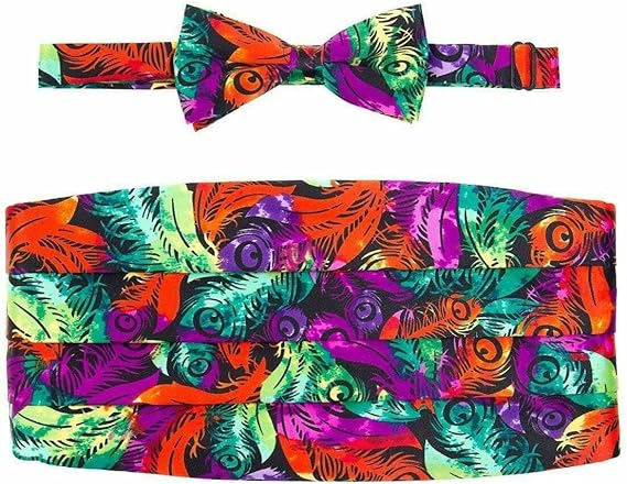 Vittorio Farina Mardi Gras Cummerbund and Bow Tie Set - CUMMERBUND - MG_Mardi #3 - Classy Cufflinks