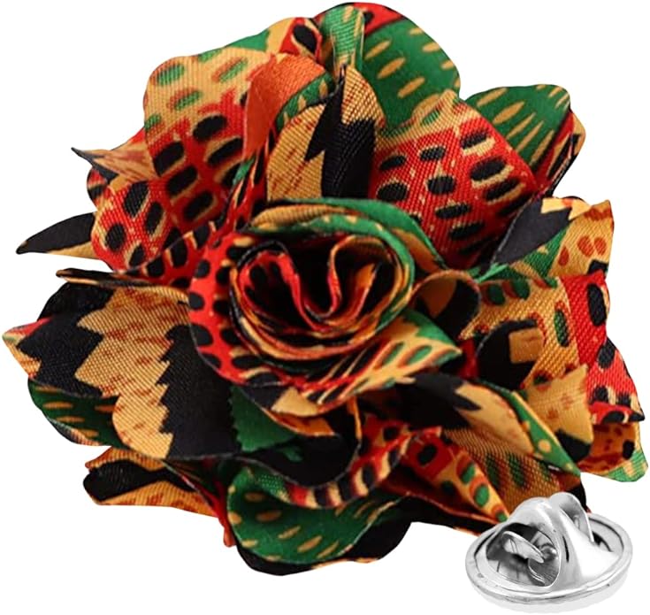 Vittorio Vico Men&#39;s Formal Kente Flower Lapel Pin - LAPEL-F-KENTE_167kente#2 - Classy Cufflinks