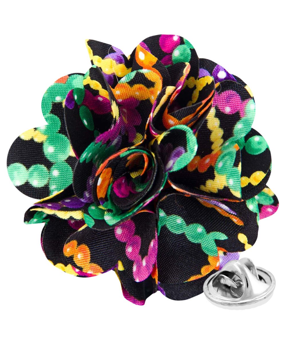 Vittorio Vico Men&#39;s Formal Mardi Gras Flower Lapel Pin - LAPEL - F - MARDI_143mardigrasbeads - Classy Cufflinks