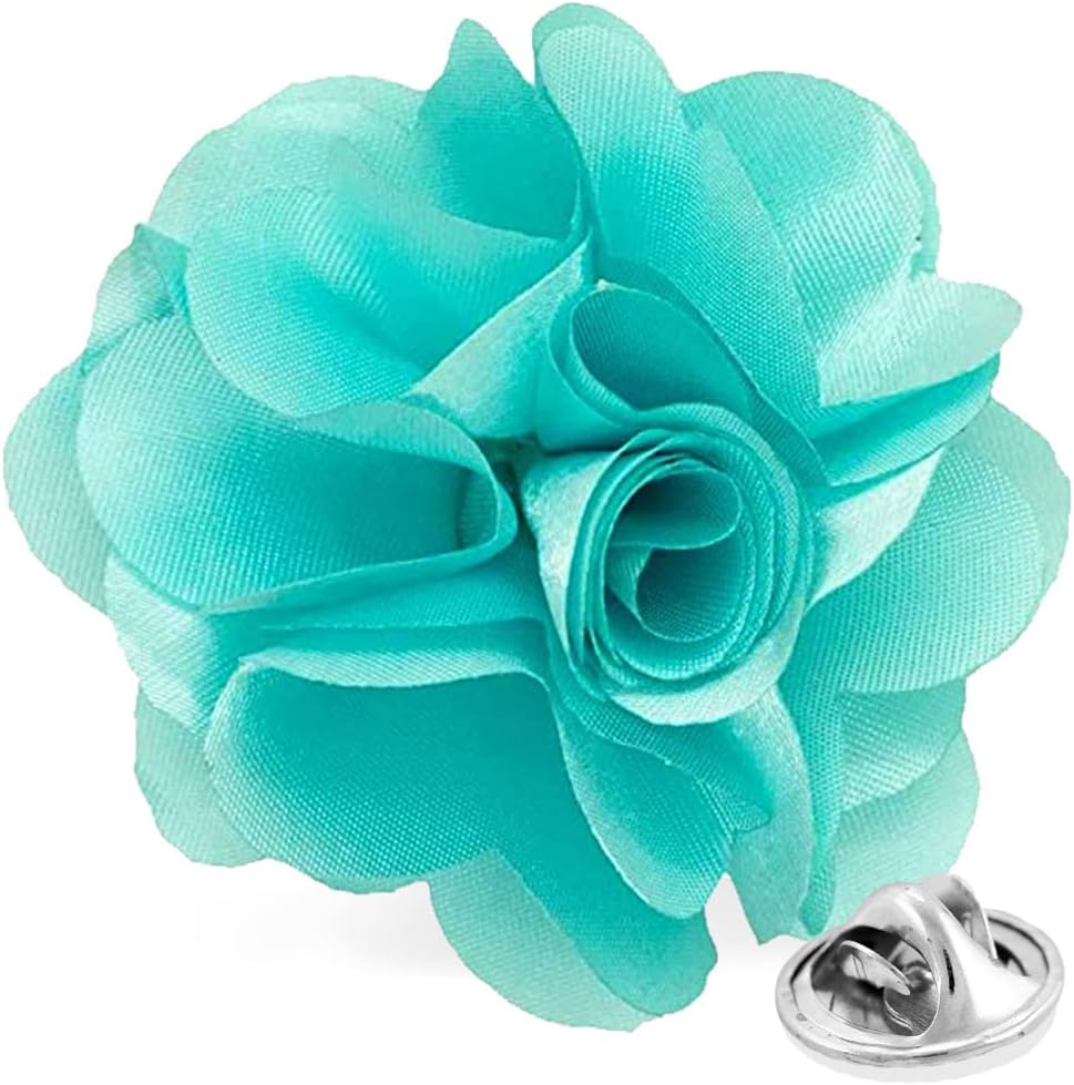 Vittorio Vico Men's Formal Solid Flower Lapel Pin: Flower Pin Suit Accessories Pins for Suit or Tuxedo - lapelsolid-67Aqua - Classy Cufflinks