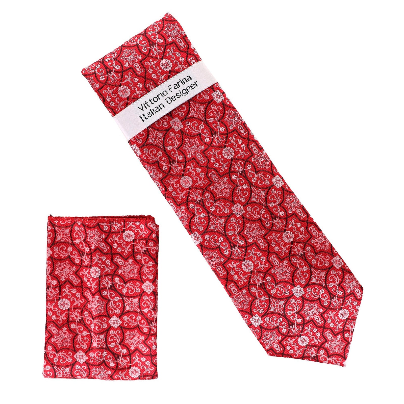 Vittorio Farina Floral Designer Necktie & Pocket Square - NH - D - 1364 - Classy Cufflinks