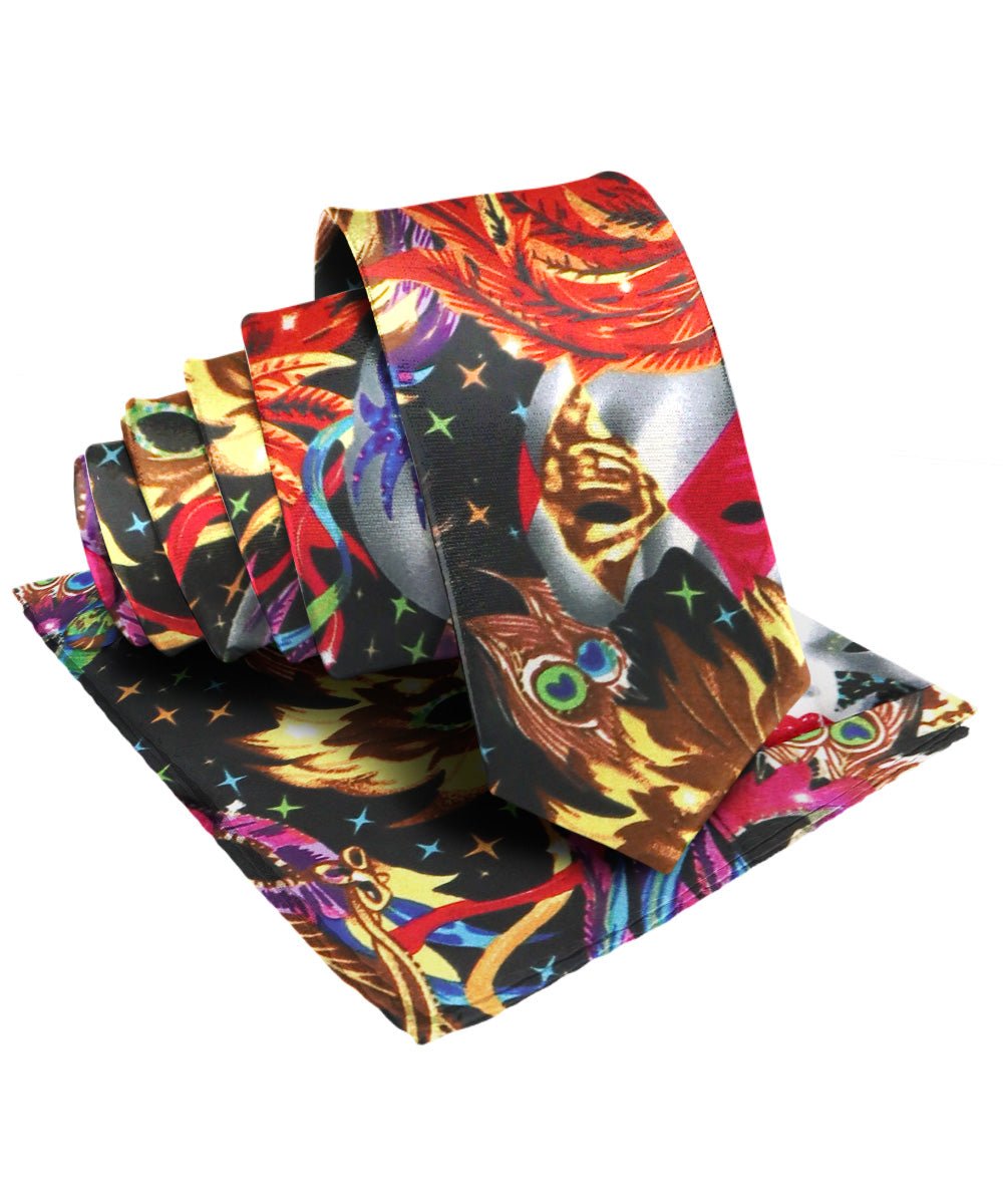 Vittorio Farina Mardi Gras Necktie &amp; Handkerchief - NH - MG_MARDI #0 - Classy Cufflinks