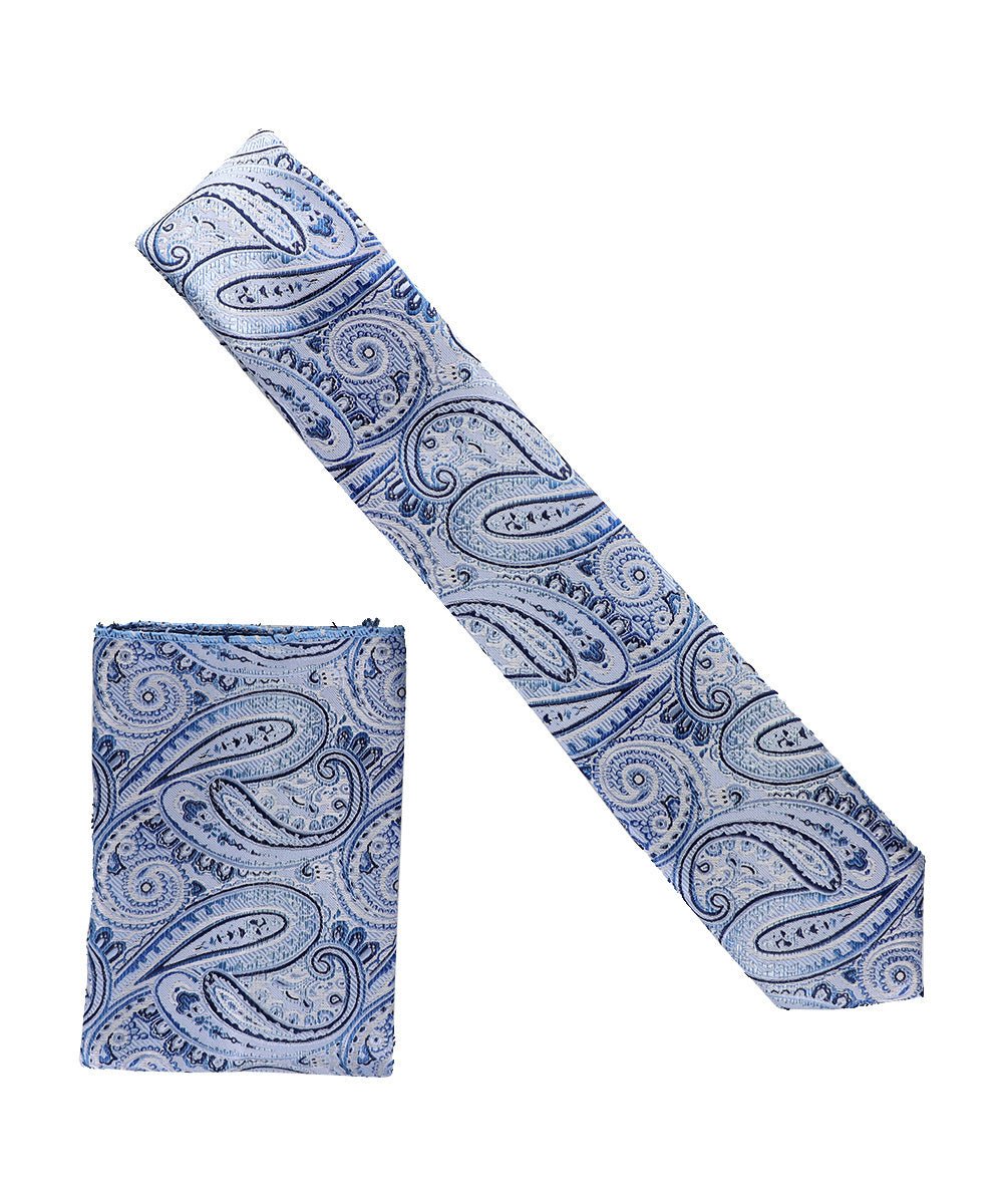 Vittorio Farina Skinny Designer Satin Necktie & Pocket Square - NH - SD - 0034 - Classy Cufflinks