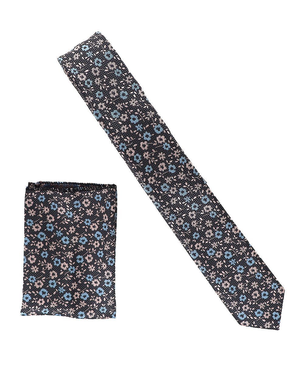 Vittorio Farina Skinny Designer Satin Necktie & Pocket Square - NH - SD - 0037 - Classy Cufflinks