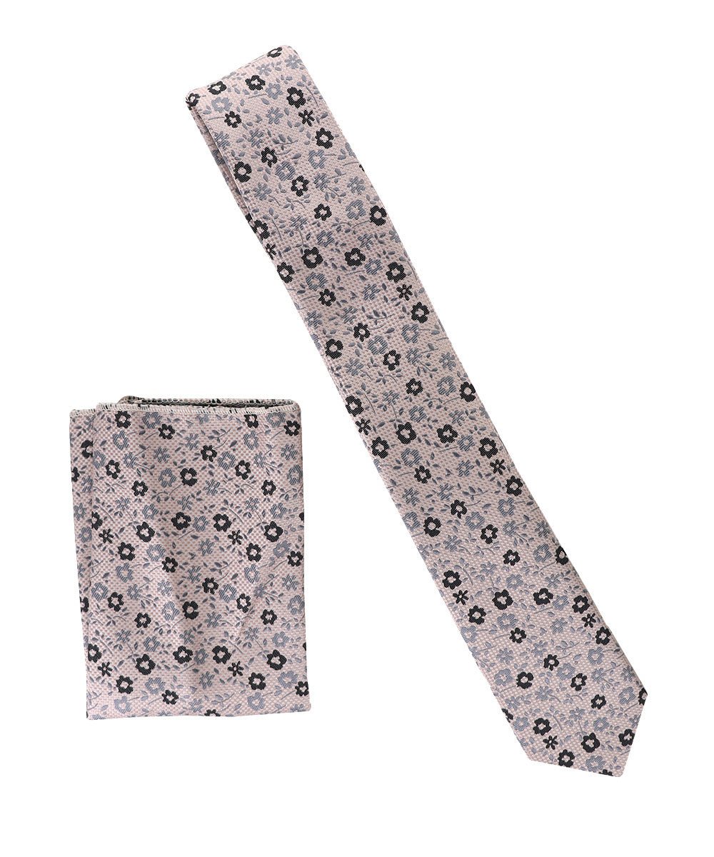 Vittorio Farina Skinny Designer Satin Necktie & Pocket Square - NH - SD - 0039 - Classy Cufflinks