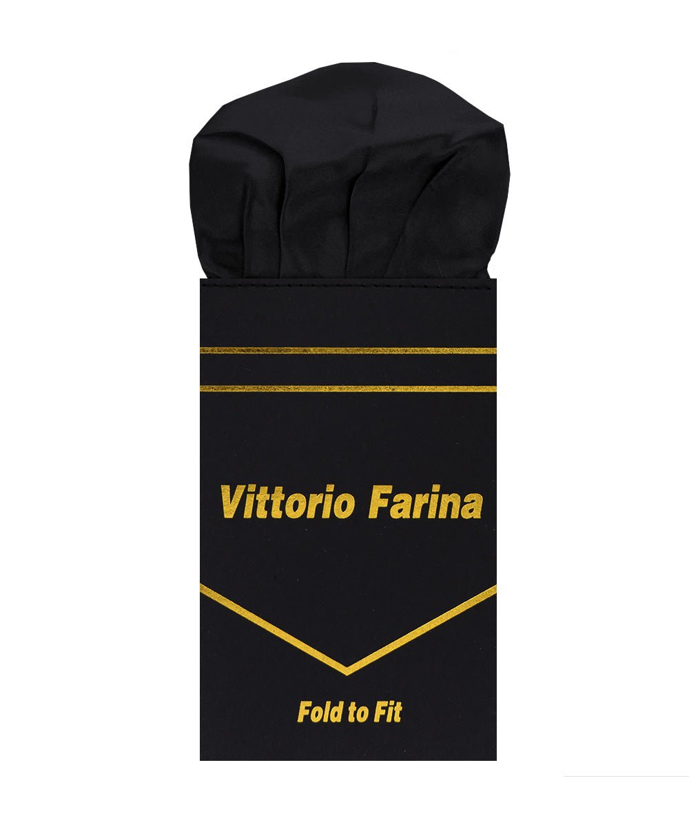 Vittorio Farina Men&#39;s Pre - Folded Pocket Square: Puff - PS - PREFOLD - PUFF_BLACK - Classy Cufflinks