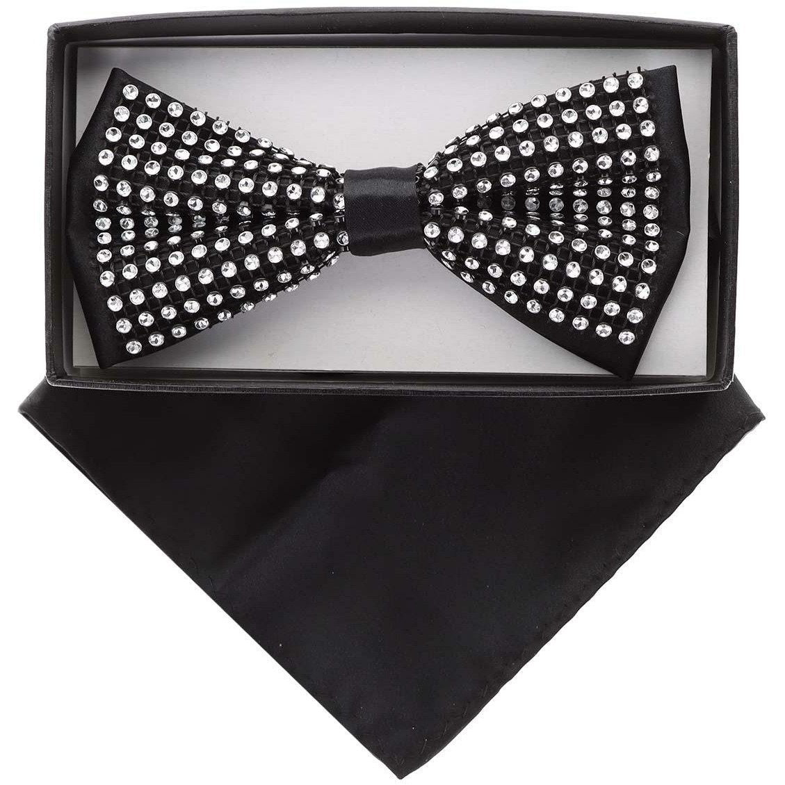 VITTORIO FARINA Rhinestone Bowtie &amp; Pocket Square by Classy Cufflinks