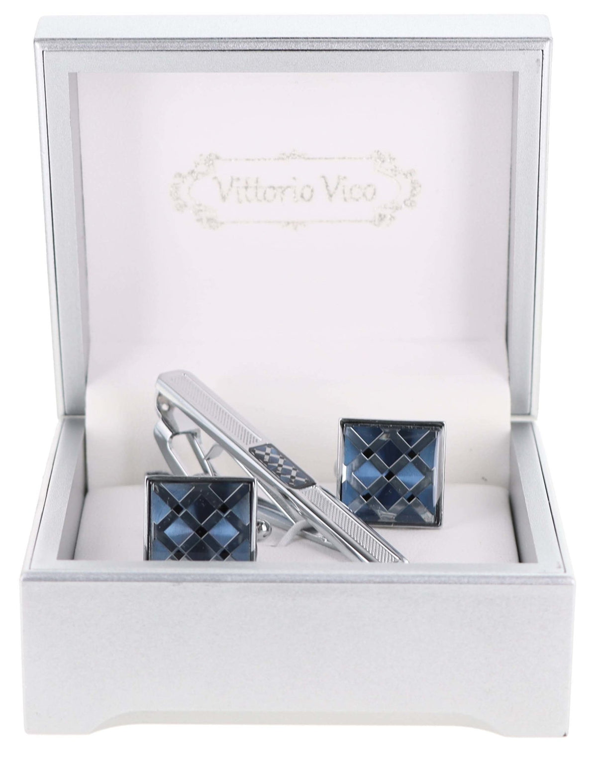 Vittorio Vico Men&#39;s Enamel Cufflink &amp; Tie Bar Set in Gift Box