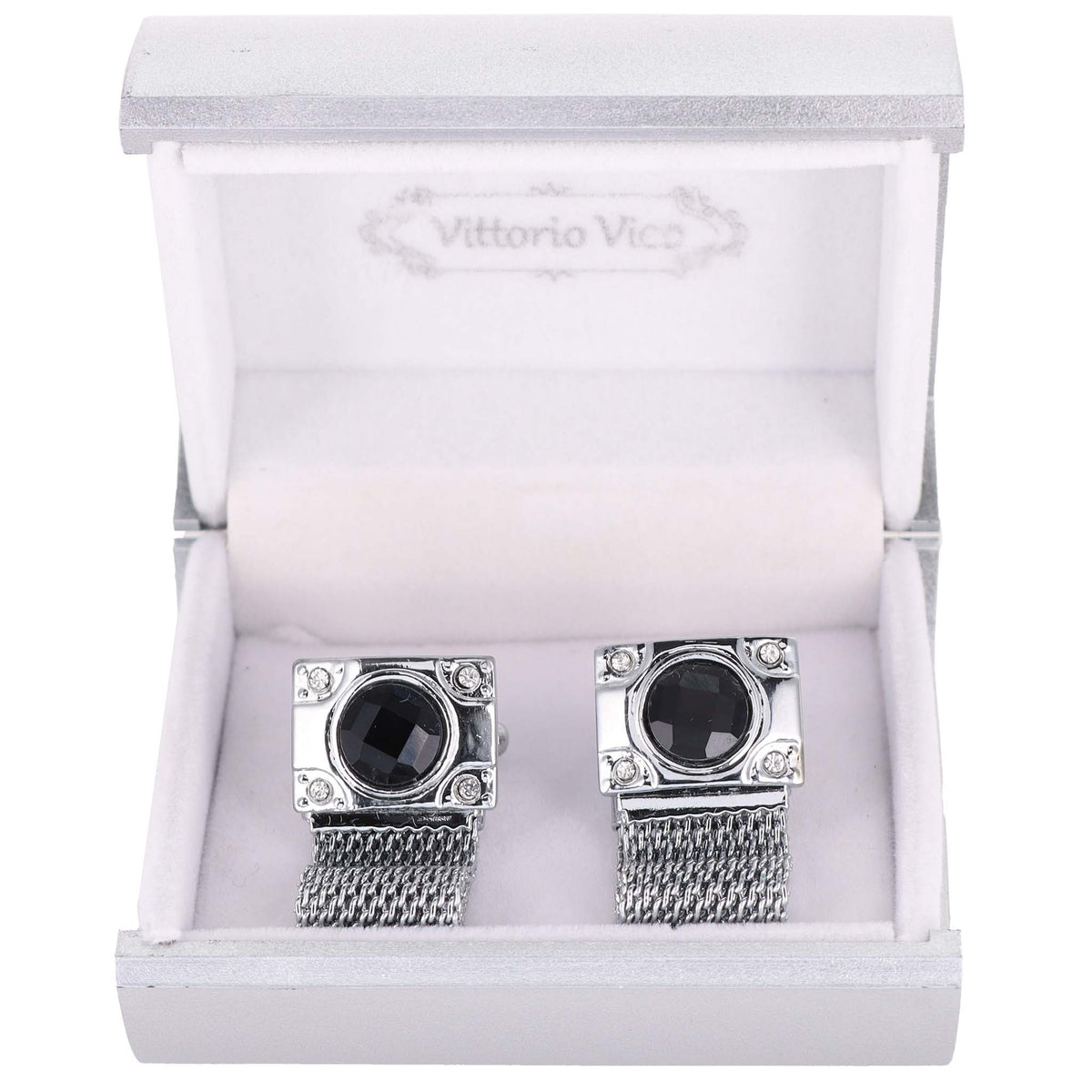 Vittorio Vico Colorful Crystal Chain Cufflinks in Gift Box