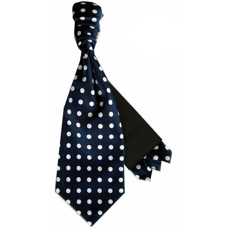 Vittorio Farina Men&#39;s Pretied Navy and White Dot Polka Dot Cravat &amp; Pocket Square