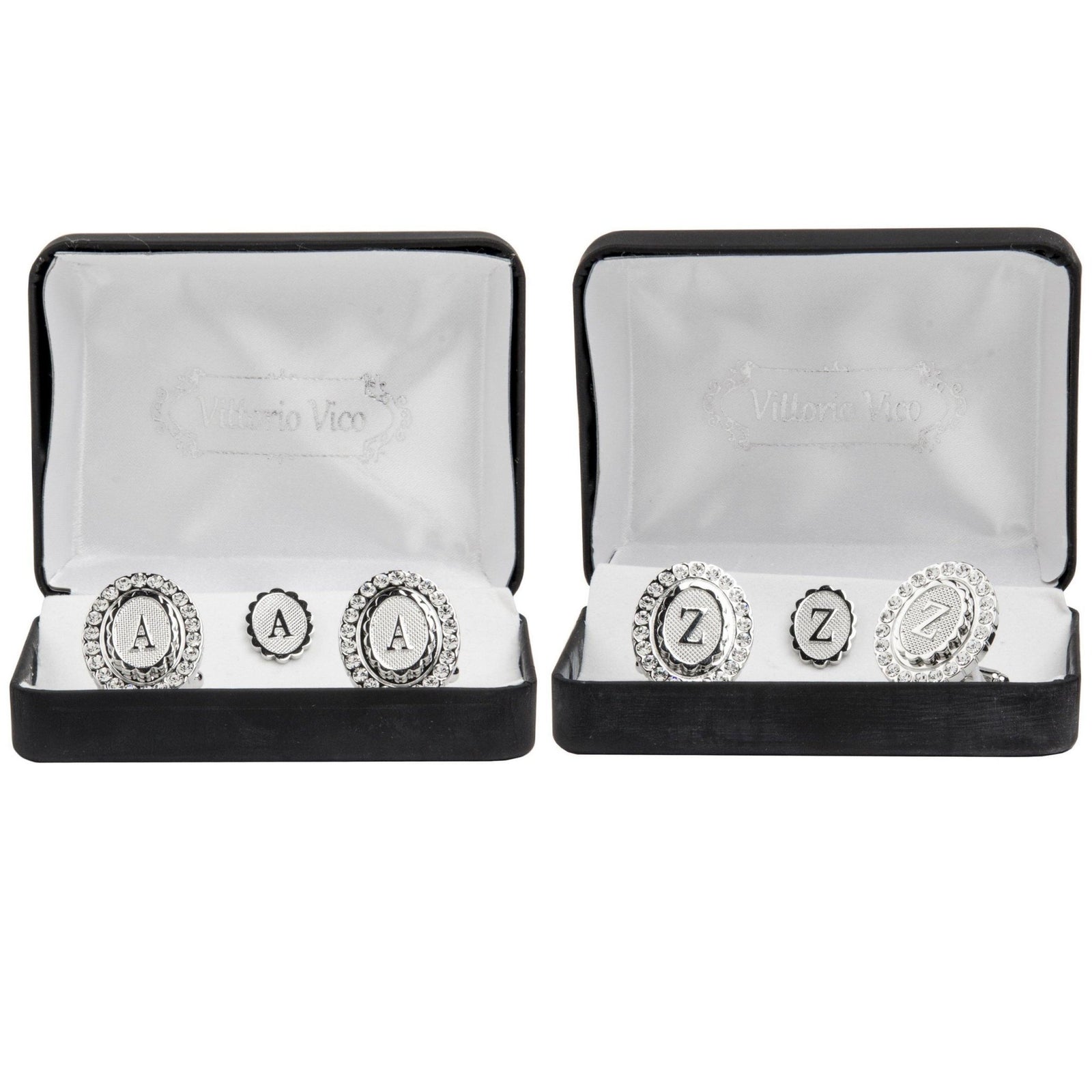 Vittorio Vico Bling Initial Cufflinks & Tie Tack Set: A to Z by Classy Cufflinks