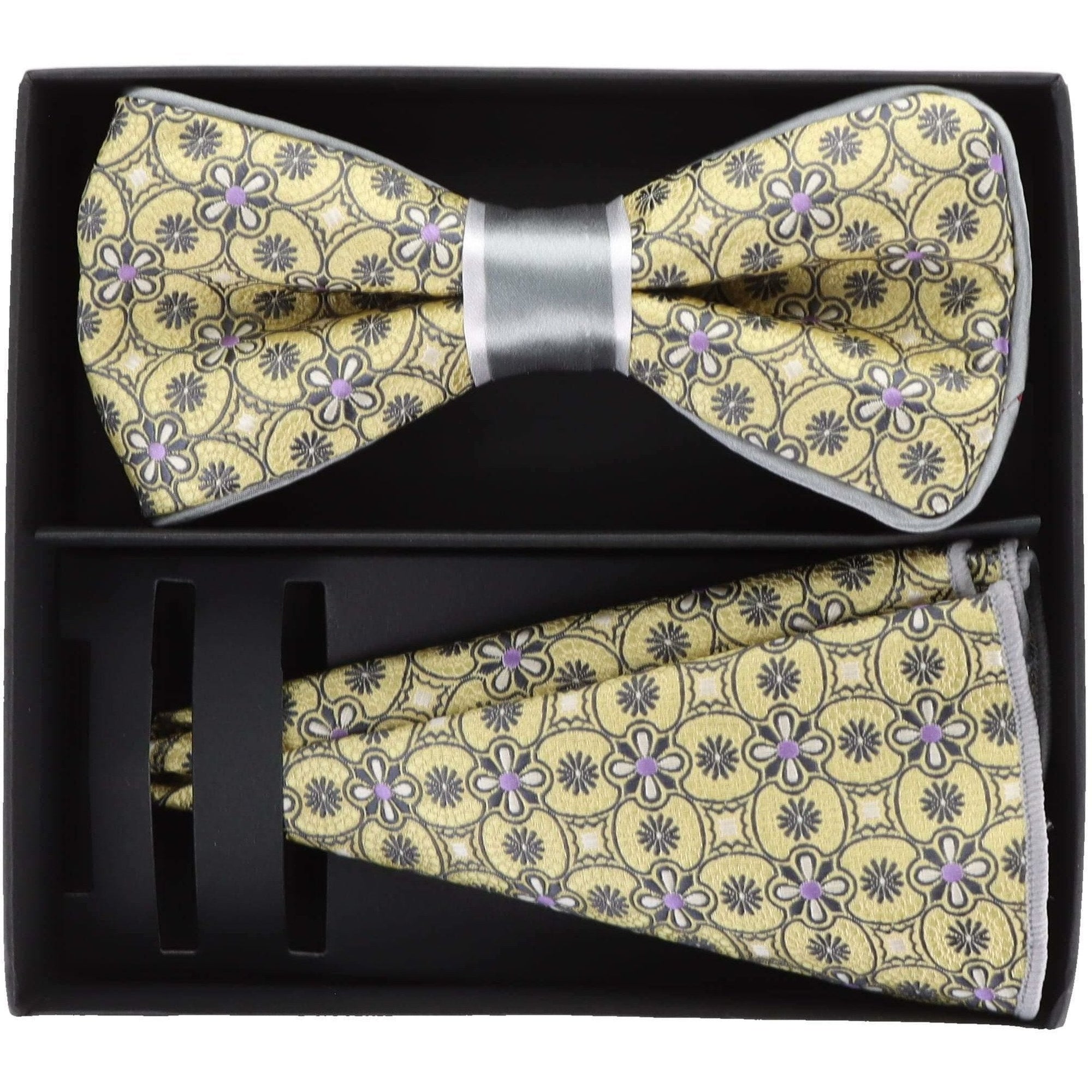 Vittorio Farina LIMITED EDITION Piping Bow Tie & Round Pocket Square by Classy Cufflinks