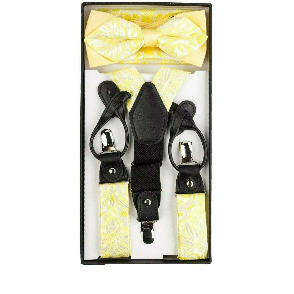 Vittorio Farina Men&#39;s Paisley Clip End Suspender with Silver Hardware in Gift Box: 70% Polyester &amp; 30% Elastomer